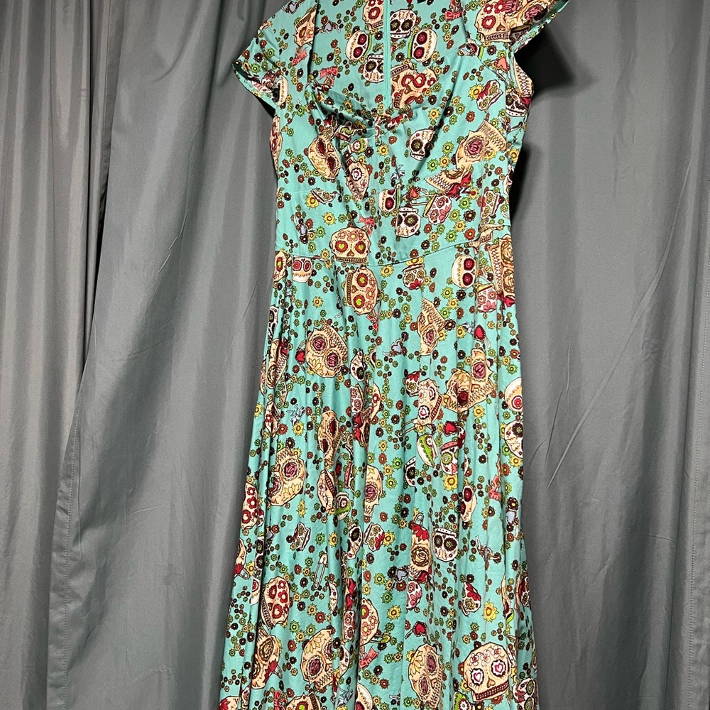 Hell Bunny Skull and Floral Print Women's Dress